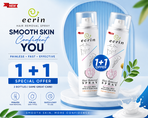 ECRIN Hair Removal Foaming Spray – Advance Formula with Refreshing Fragrance | 200ml | For Men & Women | 1+1 Special Offer
